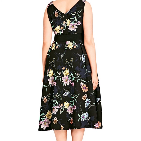 City Chic Floral A Line Dress - Picture 2 of 7